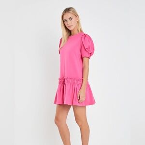 English Factory Puff Sleeve Peplum Mini Dress Size M